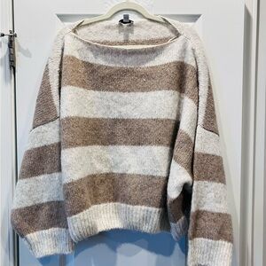 TOPSHOP Striped Brown and Cream Women's Sweater